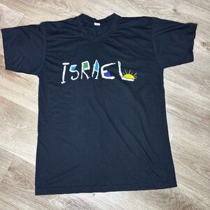 Vintage Israel Land of Sunshine Graphic T Shirt Black Size Large Tourist Tee